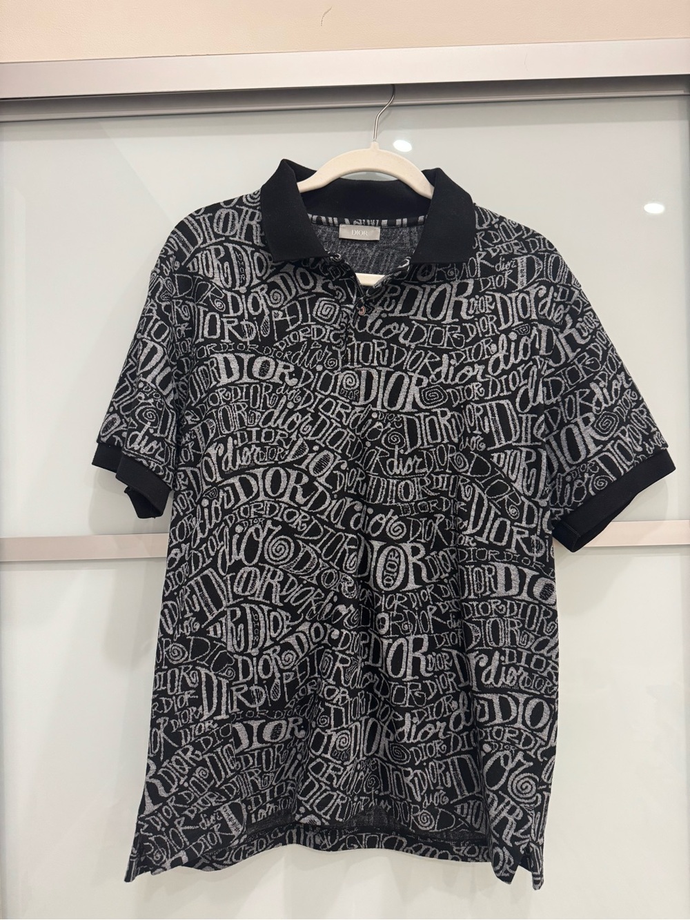 Dior Black and White Logo-Print Polo